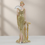 Comfy Hour 13" Glamour Elegance Victorian Art Figurine, Camille Lady with Fan Statue, Roaring 20s Art Deco Style Home Decor Accent, Polyresin Artisan Crafted Sculpture, 1 Unit (Gold)