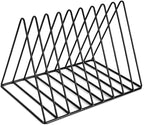 Udreamer 9 Slot Vinyl Holder,Desktop Vinyl Record Storage Holds Up 30 Vinly Records,Metal Magazine Rack Triangle File Holder for Office Homer,Black
