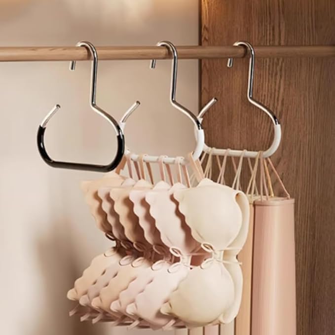 Durable Steel Hangers: Maximize Closet Space with Versatile Storage, Non-Slip Stainless Steel Clothes Rack Organizer for Hats, Ties, Scarves, Clothes (4, Black)