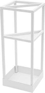 Umbrella Rack for Entryway, Modern Metal 20.87in Tall Freestanding Umbrella Holder with Built-in Shelf, Compact Storage for Long&Short Stick Rain Umbrellas and Walking Canes (White)