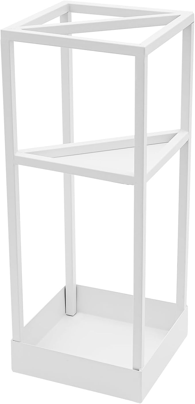 Umbrella Rack for Entryway, Modern Metal 20.87in Tall Freestanding Umbrella Holder with Built-in Shelf, Compact Storage for Long&Short Stick Rain Umbrellas and Walking Canes (White)