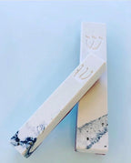 A&S Mezuzot Quartz Mezuzah Case with Engraved Shin Design Easy Peel and Stick Judaica Door Mezuza (White/Blue Veins, 7 Inches)