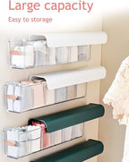 Socks Underwear Wall Mount Drawer Organizer, Switchable 6 Cell Drawer Acrylic Organizers Self-Adhesive Anti Dust Storage Boxes for Clothes Socks Lingerie Underwear Ties (Alpine Green)
