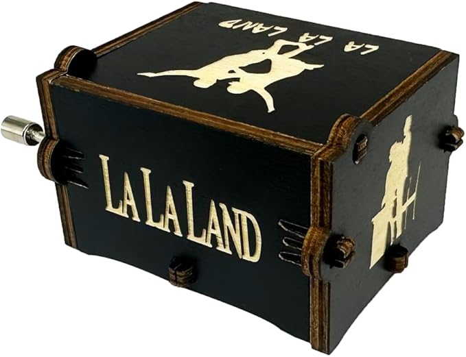 Youtang Lalaland Music Box Hand Crank Musical Box Carved Wooden,Play (Lalaland Theme, Black)
