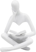 Jinkoozz Reading Women Statue, Thinker Sculptures, Abstract Art Ornament, Modern Aesthetic Figurine Decoration, Suitable for Home Living Room Bedroom Office Shelf Table Desk Bookshelf Decor