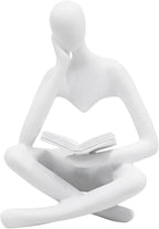 Jinkoozz Reading Women Statue, Thinker Sculptures, Abstract Art Ornament, Modern Aesthetic Figurine Decoration, Suitable for Home Living Room Bedroom Office Shelf Table Desk Bookshelf Decor