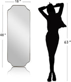 ANDY STAR 18" x 48" Full Length Wall Mirror, Large Brushed Nickel Bathroom Mirror, Modern Full Body Decorative Mirror with Anti-Rust Stainless Steel Frame, Ideal for Bathroom, Bedroom, Living Room