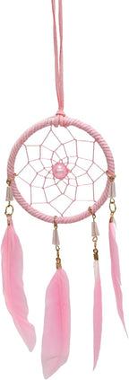 Pine & Linen Handmade Dream Catcher,Bohemian Style Car Rearview Mirror Hanging Charms Feather Pendant,Good Luck Charm for Car Accessories/Wall Hanging/Women/Gift(Pink)