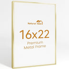16x22 Aluminum Metal Picture Frame,Tempered Glass Gold Photo Frame 16x22 for Family Photo,Posters,Art,Document to Wall Mount Horizontally or Vertically