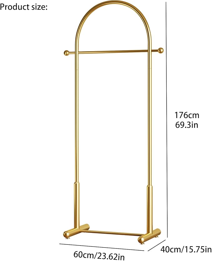 Metal Small Clothes Rack, Arched shape gold Clothing Racks for Hanging Clothes,Heavy Duty Garment Rack for Small Spaces Modern Coat Rack Stand for Entryway, Bedroom (gold)
