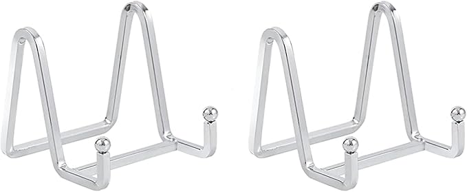 DIDUDIDU Plate Holder Easel Display Stand - Metal Plate Stands for Display - Tabletop Picture Stand - Silver Iron Easels for Display Pictures | Photo Frames | Book | Decorative Plates | Plaque