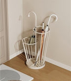 Umbrella Stand, Umbrella Holder, Freestanding Umbrella Basket with Drip Tray, Modern Iron Frame Umbrella Storage, Indoor Umbrella Holder for Entryway(Beige)
