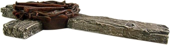 Cross with Thorn Crown and Nails, Wall Hanging Decoration, Religious Gift, 13 1/2 Inch
