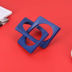 Modern Geometric Sculpture Navy Blue Knot Statue Decor, Home Blue Bookcase Centerpiece jax Decorative, Geometric Tabletop Sculpture and Figurines, For Navy Home Decor Accent, Cube Decorative Ornaments