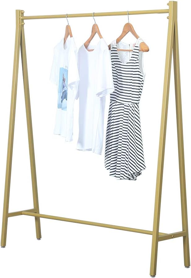 Urban Iron Clothing Racks, 59in, Commercial Clothes Racks for Hanging Clothes, Modern Metal Garment Rack, Retail Display Rack Standing Clothes Rack(Gold)