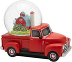 Wisconsin Snow Globe Red Vintage Pickup Truck Farm Barn Cow Resin Souvenir 4 Inch