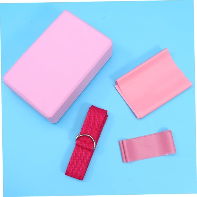 Happyyami Yoga Tool Kit Yoga Block Latex Strap Stretch Band Resistance Ring Fitness