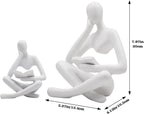 Gold Reading Women Statue, Thinker Sculptures, Abstract Art Ornament, Modern Aesthetic Figurine Decoration, Suitable for Home Living Room Bedroom Office Shelf Table Desk Bookshelf Decor (White Left)