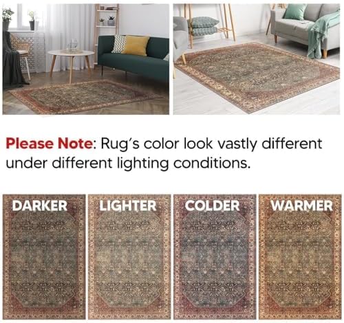 Keen Home Design 2x3 Rug - Machine Washable Entry Rug with Non-Slip Backing, Ideal for Enteryway, Kitchen, Bathroom, Laundry Room - Vintage, Easy Clean, Durable, Low Pile Rug - (2' x 3')