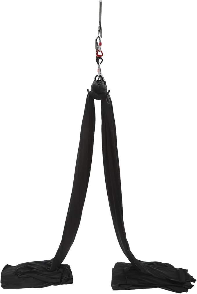 16.4FT 5 m Aerial Yoga Swing Sling Strong Yoga Hammock Kit, Aerial Silks Equipment Set, 440.92 Max Load Capacity, Black