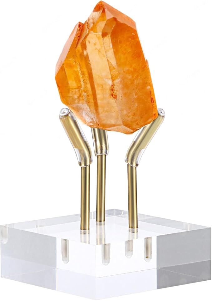 Hipiwe Gold Metal Arm Display Stand Easel with Acrylic Base Small Display Easel Holder for Sphere Crystal Ball Eggs Mineral Geodes Rock Seashell