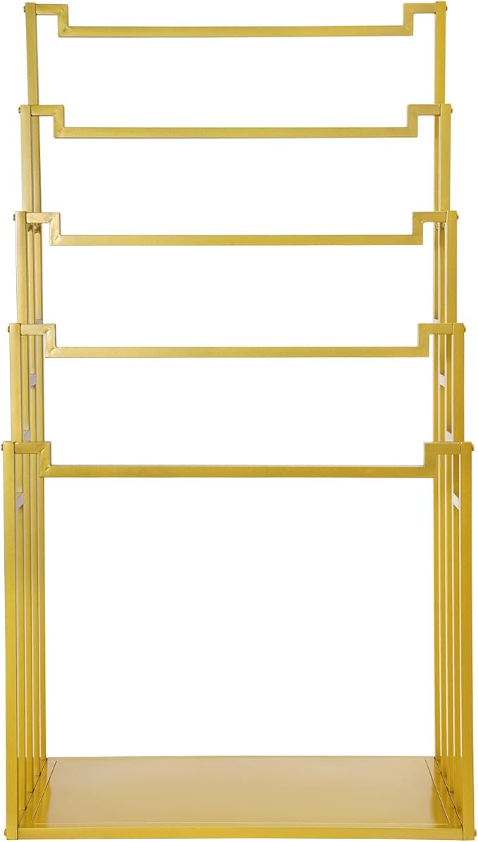 Scarf Organizer, 5-Tier Metal Scarf Display Stand with Wheels, Freestanding Scarf Display Rack, Retail Store Towel Rack, Ties Belt Pants Hanging Rack, for Boutique Display, Home (Gold-5 Rods)