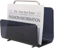 Magazine Holder, Brown Clear Acrylic with Stainless Steel Handle, Tabletop Display Stand (Black Transparent)