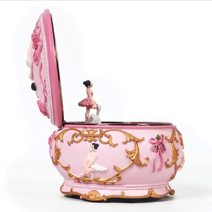 Classical Ballerina Music Box Collectible Mechanical Musical Box with Colorful Lights and Sankyo 18-Note Wind Up Signs of The Girl Heart Gift for Birthday Christmas(Swan Lake)