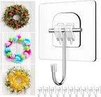 Wreath-Hangers-for-Front-Door,Large Clear Wreath-Door-Hanger-Easter-Christmas-Halloween-Decorations,60lb Over-The-Door-Hooks Glass Door,Adhesive-Wall-Hooks for Hanging Wreath Home-Decor Inside Outside