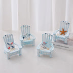 2 Pack Wooden Handmade Mini Chair Box Beach Decor Nautical Theme Decoration for Home Office Desk (Sailboat)