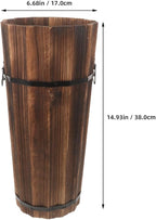 PRETYZOOM Wooden Umbrella Stand with Cane and Fan Storage Vintage Style Organizer for Entryway Natural Wood Design Capacity Space-Saving Home