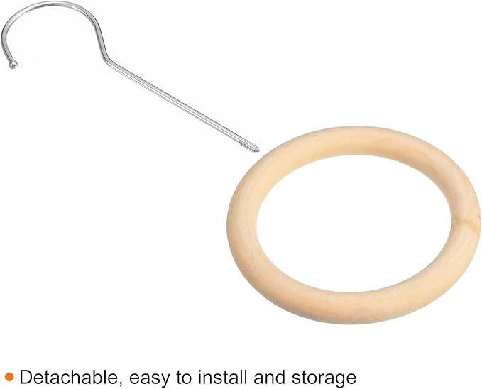 uxcell 4.7 Inch Scarf Ring Hanger, Scarf Organizer Holder Wooden Circle Rings Hanging Hook for Belt Tie Scarf, 15cm Length Hook (Silver)