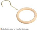 uxcell 4.7 Inch Scarf Ring Hanger, Scarf Organizer Holder Wooden Circle Rings Hanging Hook for Belt Tie Scarf, 10cm Length Hook (Gold)