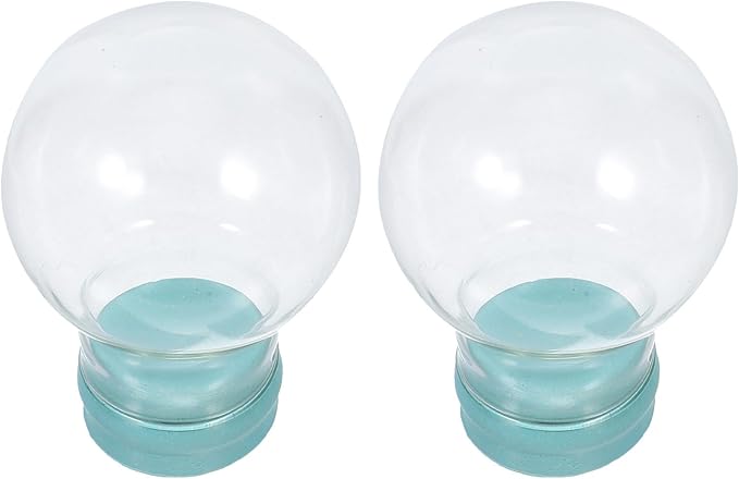 2pcs DIY Snow Globe: Clear Glass Christmas Snow Globe Rubber Base Empty Fillable Water Bubbles Jar for Christmas Decoration 45mm