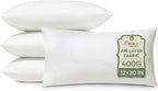 Ashler Throw Pillow Inserts- 12x20 Pillow Inserts with Air Layer, Premium Bed and Couch Pillows - Indoor Decorative Throw Pillow, Lumbar Cushion Sham Stuffer, Pack of 4, White