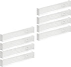 mDesign Expandable Kitchen Drawer Divider with Foam Ends, Adjustable Drawer Dividers with Strong Secure Hold, Dividers Lock in Place to Organize Drawers - Ligne Collection - 8 Pack - White