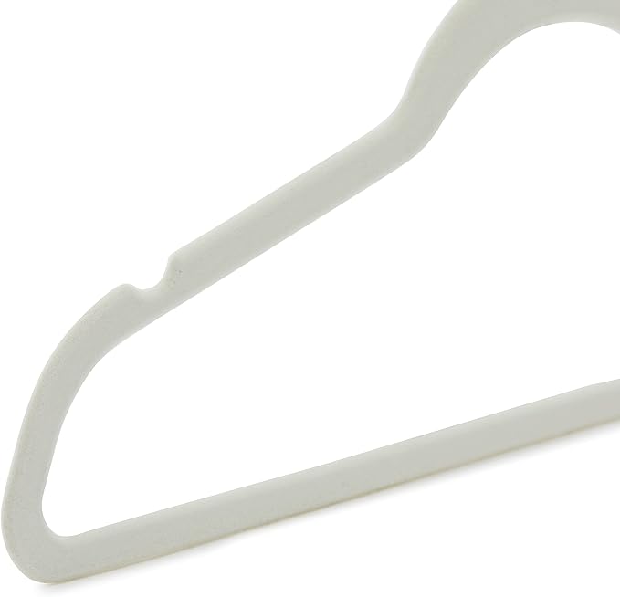 Amazon Basics Slim Velvet Non-Slip Space Saving Suit Clothes Hangers, Closet Organizer, Sturdy Construction, Ivory/Rose Gold, 50-Pack