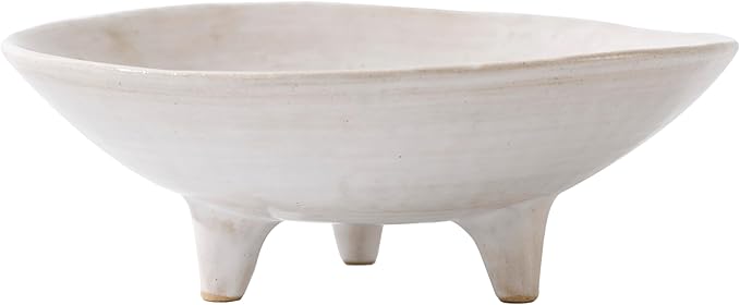 6" Small Decorative Bowl, Multi-Purpose Decorative Bowls for Keys, Candy and Home Decor, Ceramic Bowl （Retro White）
