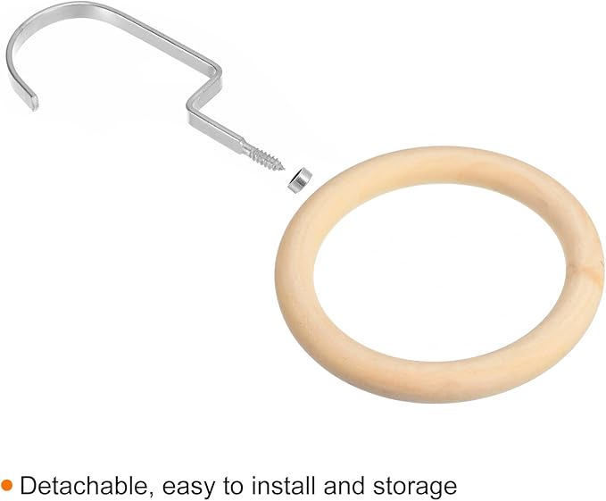 uxcell 4.7 Inch Scarf Ring Hanger, Scarf Organizer Holder Wooden Circles Rings Hanging Hook for Belt Tie Scarf, 10cm Length Hook (Silver)
