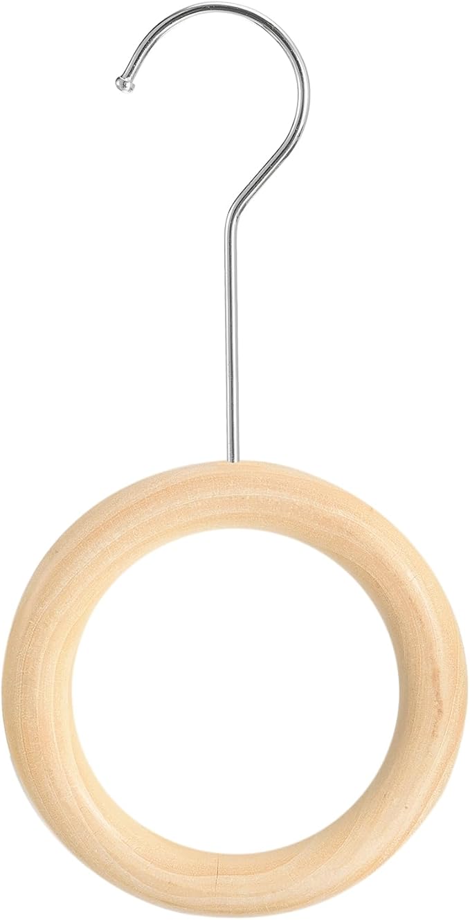 uxcell 4 Inch Scarf Ring Hanger, Scarf Organizer Holder Wooden Circle Rings Hanging Hook for Belt Tie Scarf, 15cm Length Hook (Silver)