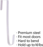 Sattiyrch 12" Wreath Hanger for Front Door,Steel Over The Door Hanger Hook,Wreath Door Hanger (White,4)