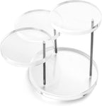 QWORK Round Acrylic Products Display Riser Stands, 3 Tier Jewelry Display Stands for Rings Earrings,Mini Figurines, Clear, 2 Pack