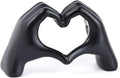 Modern Gold Heart Hands Sculpture, Decorative Table Art, Love Symbol Home Decor (Black)