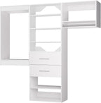 ROOMTEC Modular Closet System, 96" Wall Mounted Modern Closet Organizer with Hanging Rods and Drawers, Wooden Tower for Walk-In Closets, Wardrobe Storage Kit, White
