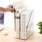 Magazine Holder, Clear Plastic Vertical File Magazine Organizer, Desktop File Magazine Book Storage Shelf for Office Desk (2PCS), 10.6x9.8x3.1 Inch