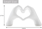 Small Heart Hands Sculpture Decor for Living Room Bedroom Bookshelf Coffe Table and Office Display, Love Finger Statue Modern Aesthetic Home Decor, Unique Gift for Wedding Christmas Birthday (White)