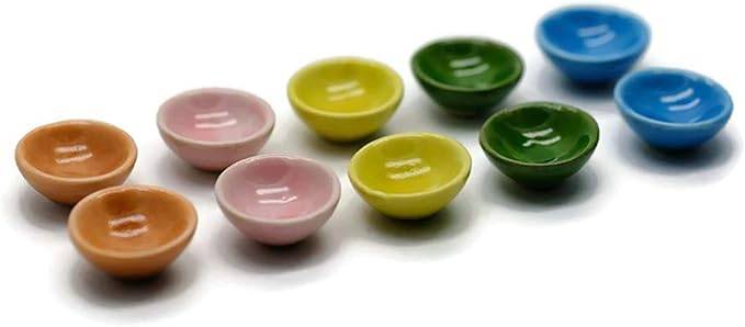 1shopforyou 1 Set of 10 Mixed colorful ceramic plates, and bowls handmade for home decoration can be a wonderful addition to your kitchen or dining area.