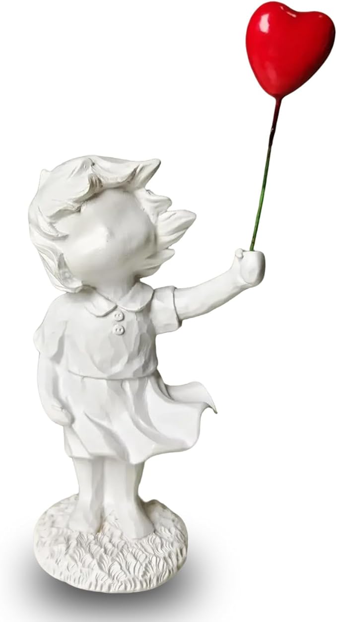 Banksy Street Graffiti Art Statue,Love Balloon Girl Room Decor,Resin Ornaments,Living Room Dining Desk Decorations,Bookshelf Decorative Objects(White)