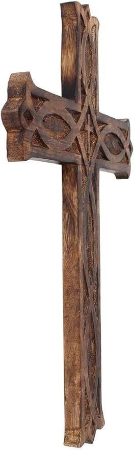 IBLAY Wooden Religious Catholic Crucifix Cross Wall Hanging 18 x 12 Inches Carvings Living Room Home Decor Accent Church Chapel Altar Wall Art Decor