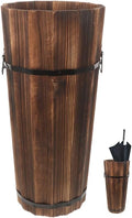 PRETYZOOM Wooden Umbrella Stand with Cane and Fan Storage Vintage Style Organizer for Entryway Natural Wood Design Capacity Space-Saving Home